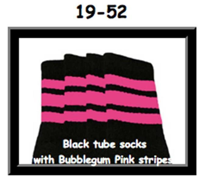 SKATERSOCKS 19" black style 19-052 bubblegum pink stripes