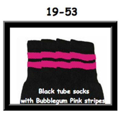 19" SKATERSOCKS black style 19-053 bubblegum pink stripes
