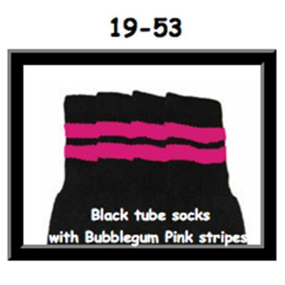 SKATERSOCKS 19" black style 19-053 bubblegum pink stripes