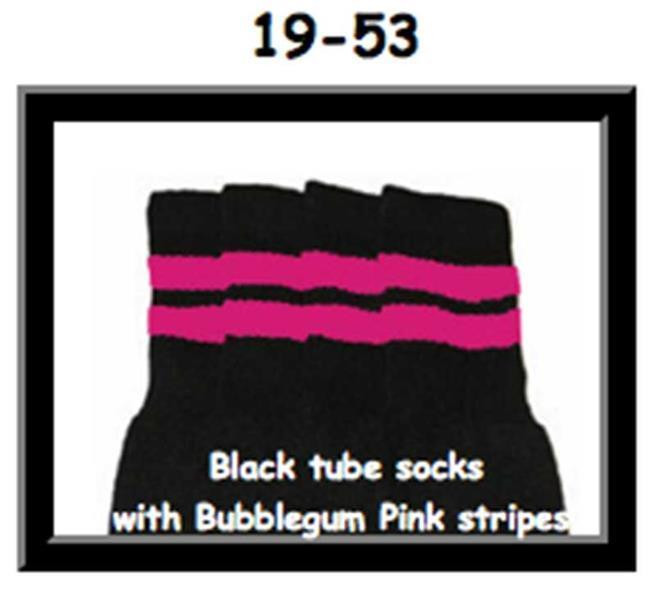 19" SKATERSOCKS black style 19-053 bubblegum pink stripes