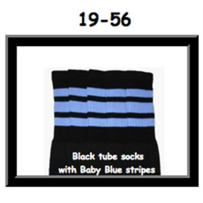 19 SKATERSOCKS black style 19-056 baby blue stripes