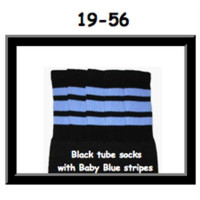 19" SKATERSOCKS black style 19-056 baby blue stripes