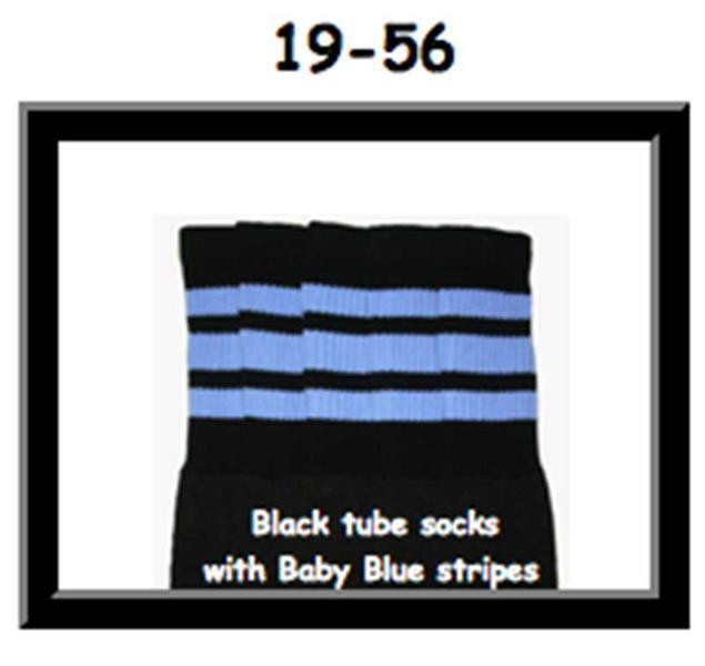 19" SKATERSOCKS black style 19-056 baby blue stripes