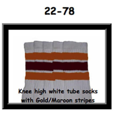 SKATERSOCKS 22" white style 22-078 gold/maroon stripes