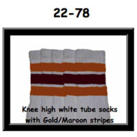 SKATERSOCKS 22" white style 22-078 gold/maroon stripes