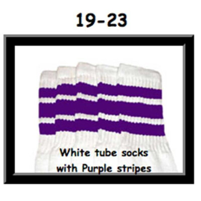 SKATERSOCKS 19" white style 19-023 purple stripes