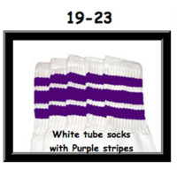 19" SKATERSOCKS white style 19-023 purple stripes