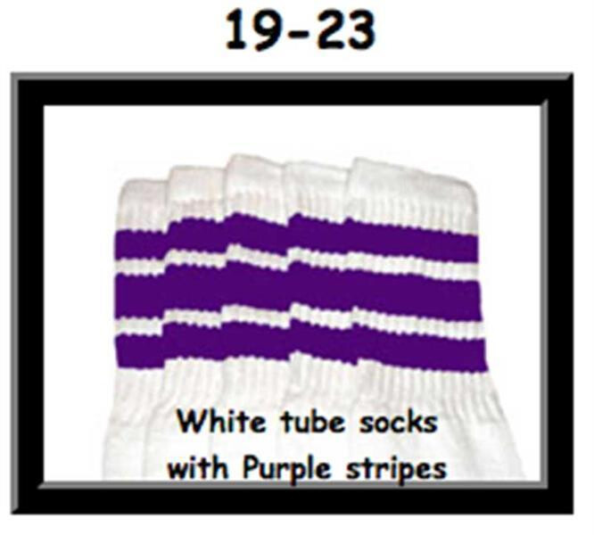 SKATERSOCKS 19" white style 19-023 purple stripes
