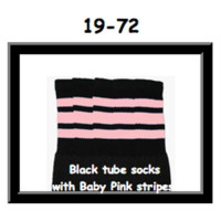 19" SKATERSOCKS black style 19-072 baby pink stripes