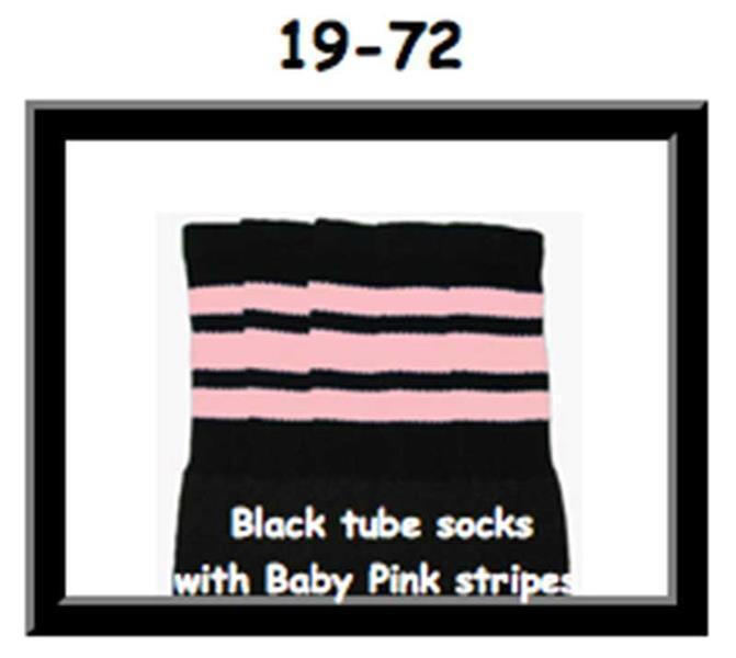 SKATERSOCKS 19" black style 19-072 baby pink stripes