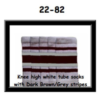 SKATERSOCKS 22" white style 22-082 dark brown/grey...