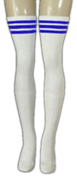 SKATERSOCKS 35" white style 35-14 royal blue stripes