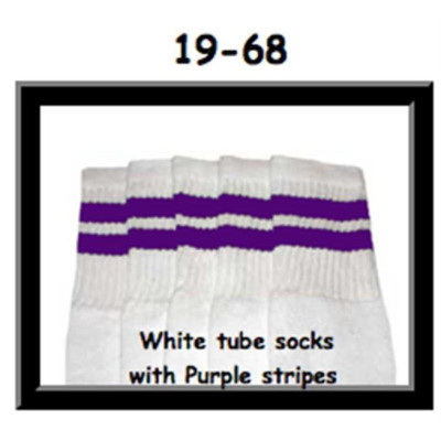 19" SKATERSOCKS white style 19-068 with purple stripes