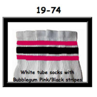 SKATERSOCKS 19" white style 19-074 with bubblegum...