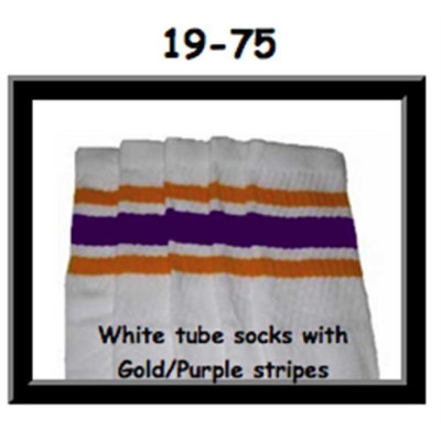 19 SKATERSOCKS white style 19-075 with gold/purple stripes
