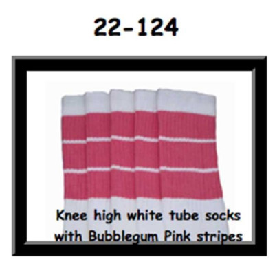 22 SKATERSOCKS white style 22-124 bubblegum pink stripes