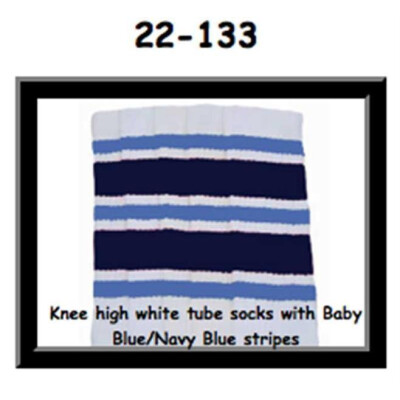 SKATERSOCKS 22" white style 22-133 baby blue/navy blue