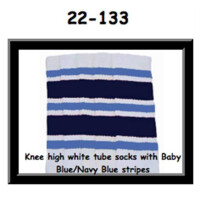 SKATERSOCKS 22" white style 22-133 baby blue/navy blue