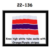 SKATERSOCKS 22" white style 22-136 orange/purple