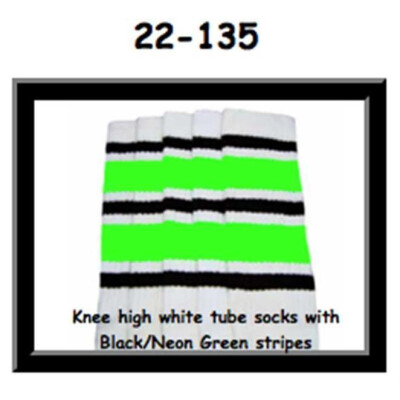 SKATERSOCKS 22" white style 22-135 black/neon green
