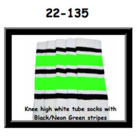 22" SKATERSOCKS white style 22-135 black/neon green