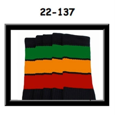 22 SKATERSOCKS black style 22-137 wide rasta stripes