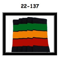 22" SKATERSOCKS black style 22-137 wide rasta stripes