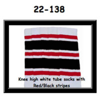 SKATERSOCKS 22" white style 22-138 red/black