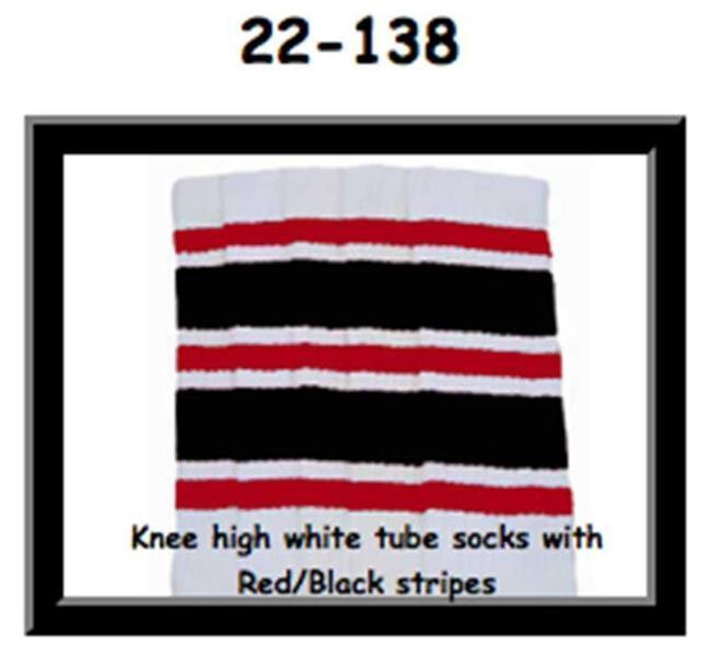 SKATERSOCKS 22" white style 22-138 red/black