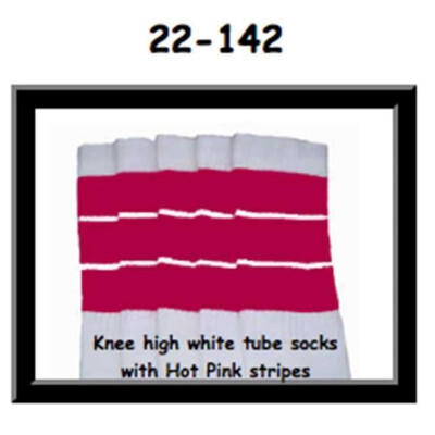 SKATERSOCKS 22" white style 22-142 hot pink