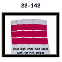 SKATERSOCKS 22" white style 22-142 hot pink