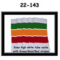SKATERSOCKS 22" white style 22-143 green/gold/red
