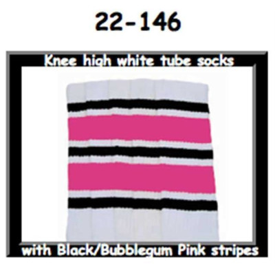 22 SKATERSOCKS white style 22-146 black/bubblegum pink