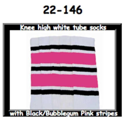 SKATERSOCKS 22" white style 22-146 black/bubblegum pink