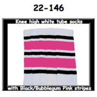 22" SKATERSOCKS white style 22-146 black/bubblegum pink