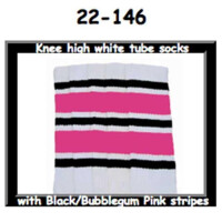 SKATERSOCKS 22" white style 22-146 black/bubblegum pink