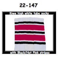 22" SKATERSOCKS white style 22-147 black/hot pink