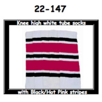 SKATERSOCKS 22" white style 22-147 black/hot pink
