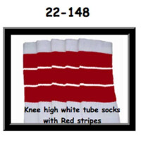 SKATERSOCKS 22" white style 22-148 red stripes