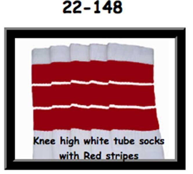 SKATERSOCKS 22" white style 22-148 red stripes