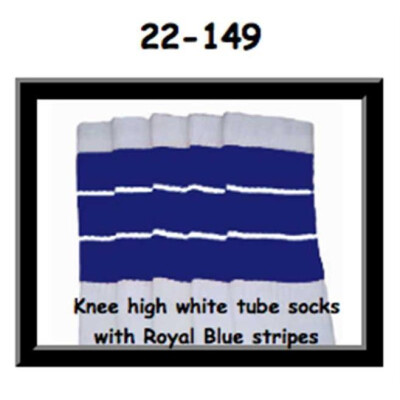 SKATERSOCKS 22" white style 22-149 royal blue
