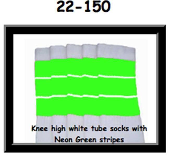 22" SKATERSOCKS white style 22-150 neon green