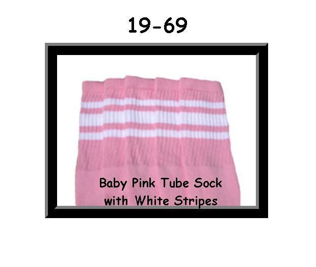 19" SKATERSOCKS pink style 19-069 with white stripes