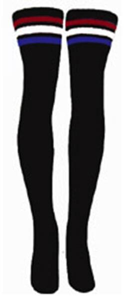 SKATERSOCKS 35" black style 35-17 red/white/blue stripes