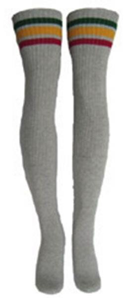 SKATERSOCKS 35" grey style 35-19 rasta green/gold/red stripes