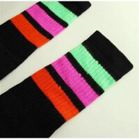 SKATERSOCKS 22" black style 22-156 neon green/orange...