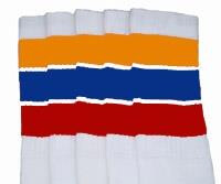 SKATERSOCKS 22" white style 22-159 gold/royalblue/red stripes