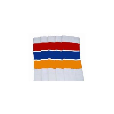 22 SKATERSOCKS white style 22-160 red/royalblue/gold stripes
