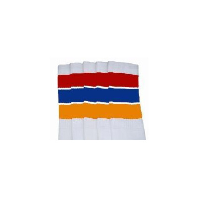 SKATERSOCKS 22" white style 22-160 red/royalblue/gold stripes