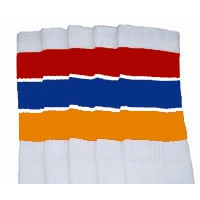 22 SKATERSOCKS white style 22-160 red/royalblue/gold stripes